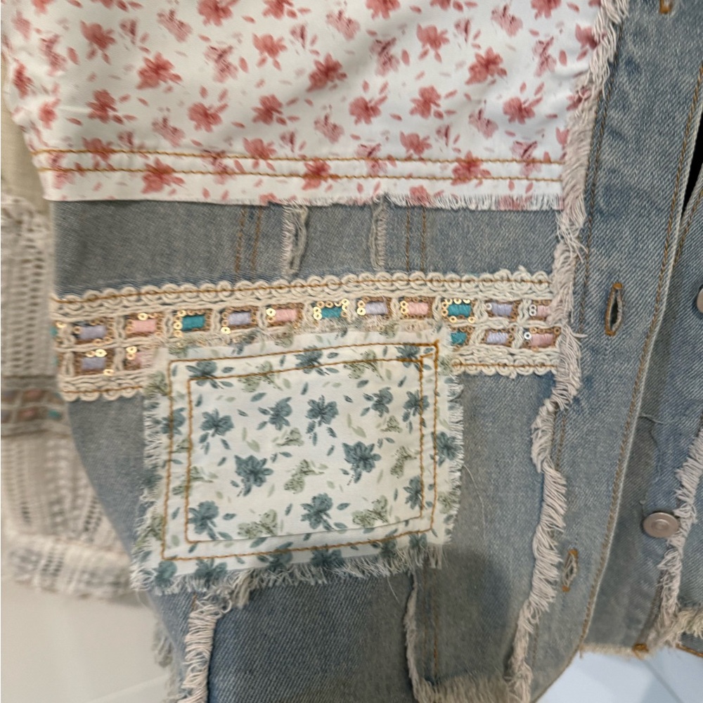 POL patchwork Lace blue Jean jacket. NWT - Picture 8 of 15